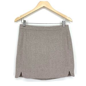J. Crew Preppy Career Shirttail Wool Blend Mini Skirt In Stone Size 2